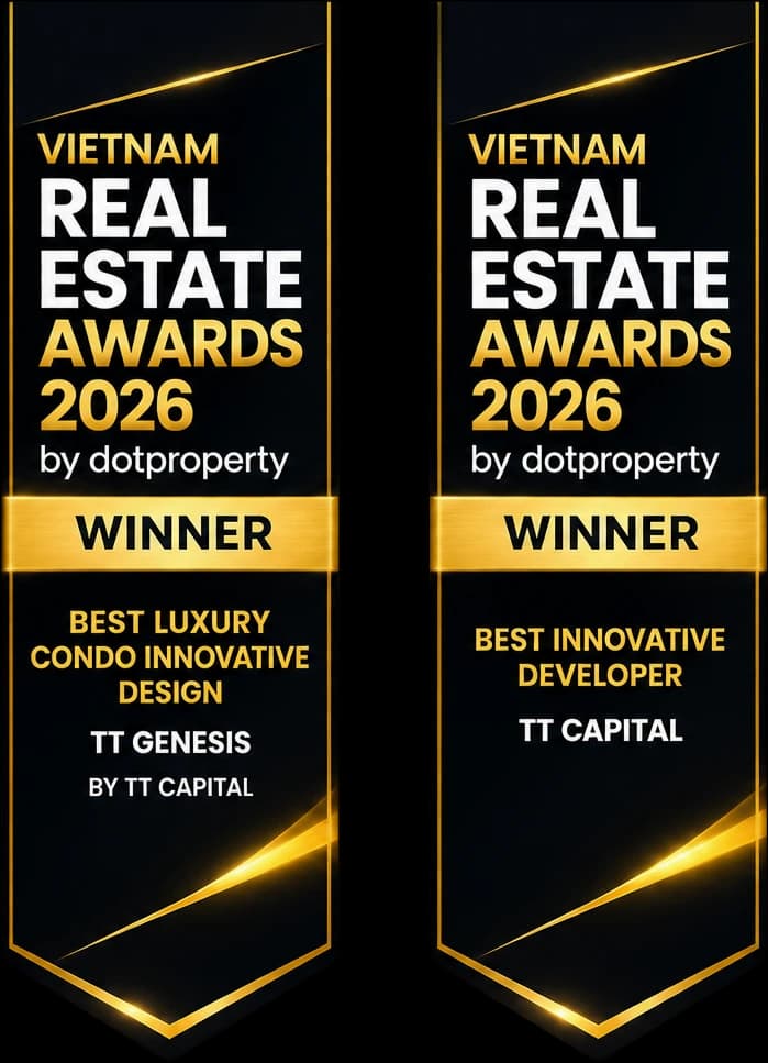 Giải thưởng Dot Property Vietnam Real Estate Awards 2026 — Best Luxury Condo Innovative Design (TT Genesis) và Best Innovative Developer (TT Capital)