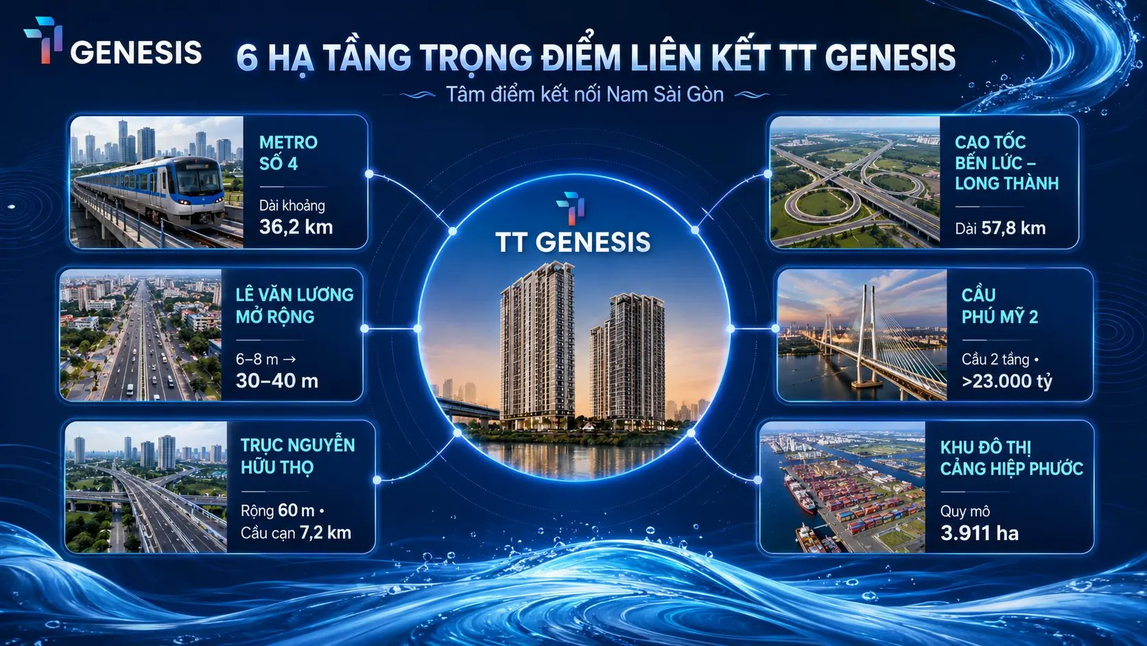 6 hạ tầng trọng điểm liên kết TT Genesis — tâm điểm kết nối Nam Sài Gòn