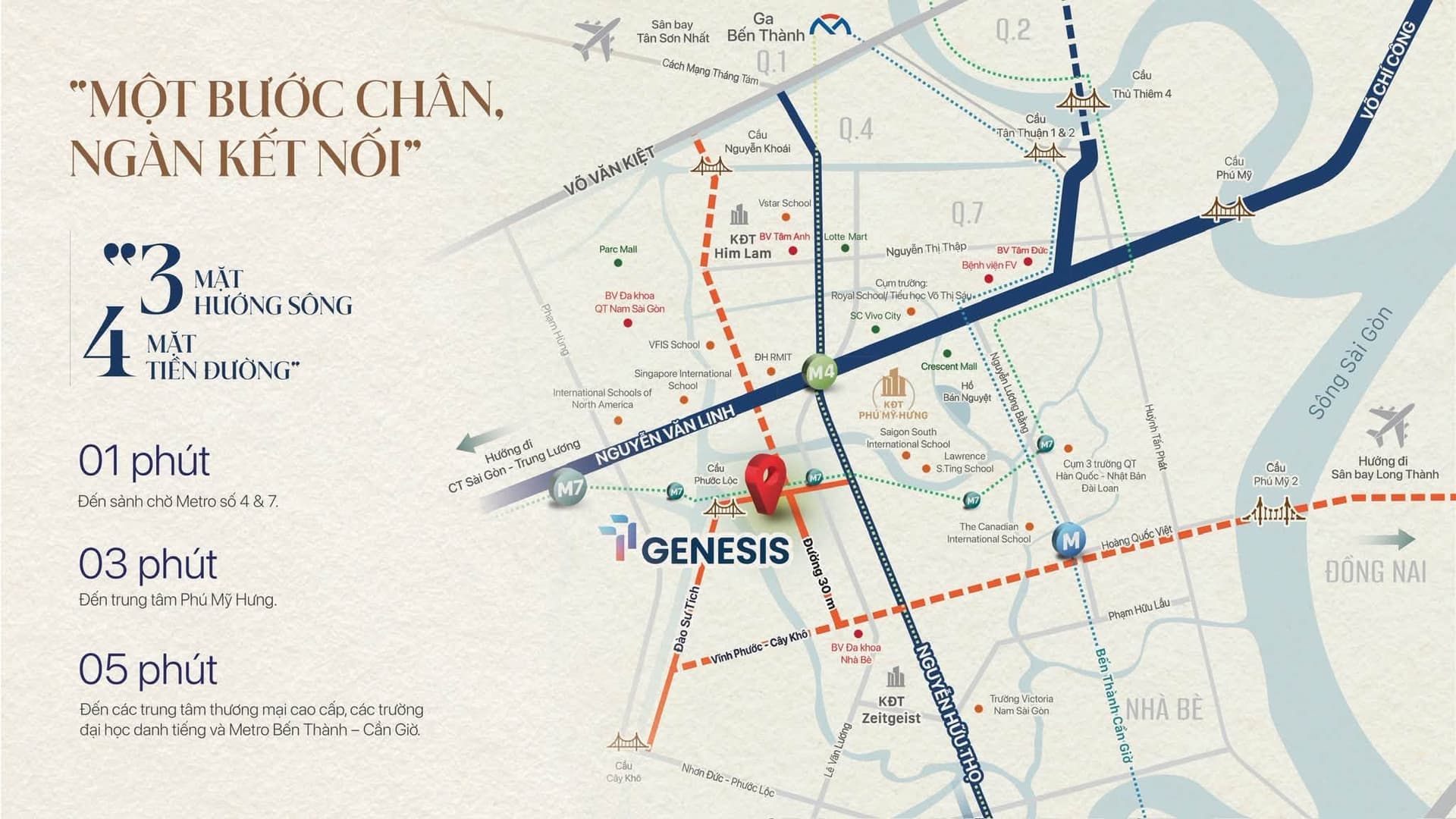 Bản đồ vị trí TT Genesis mặt tiền Nguyễn Hữu Thọ kề Phú Mỹ Hưng Quận 7