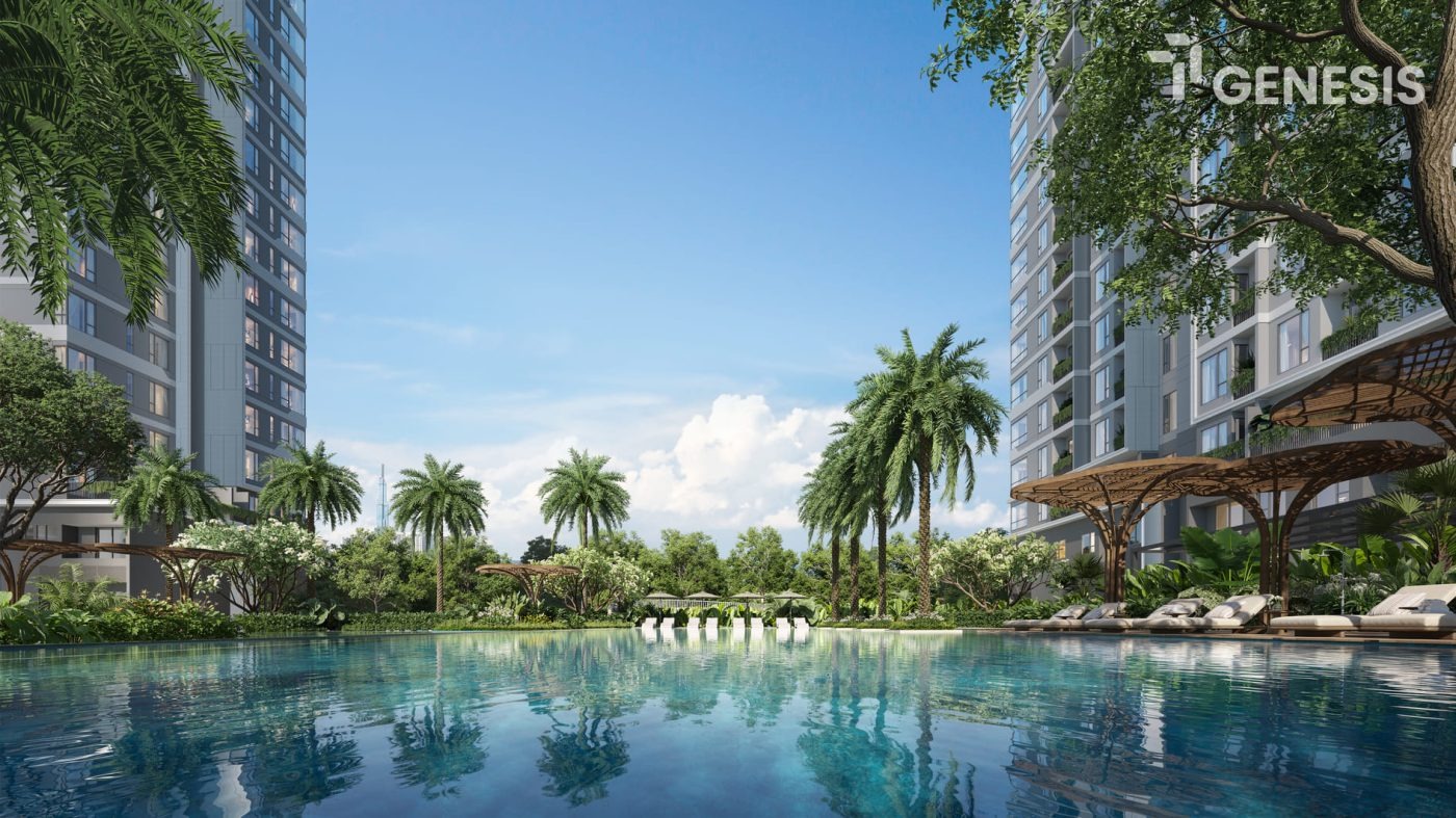 Hồ bơi tràn bờ hướng cảnh quan